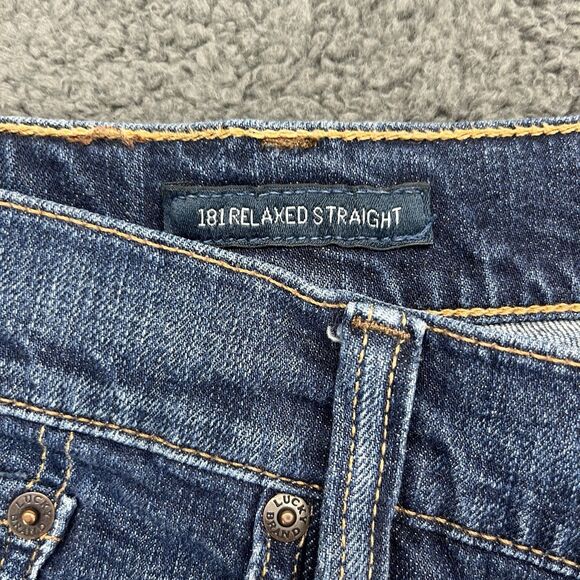 Lucky Brand Jeans Mens 46x30 Blue Medium Wash 181 Relaxed Straight Stretch Preps - Picture 2 of 8